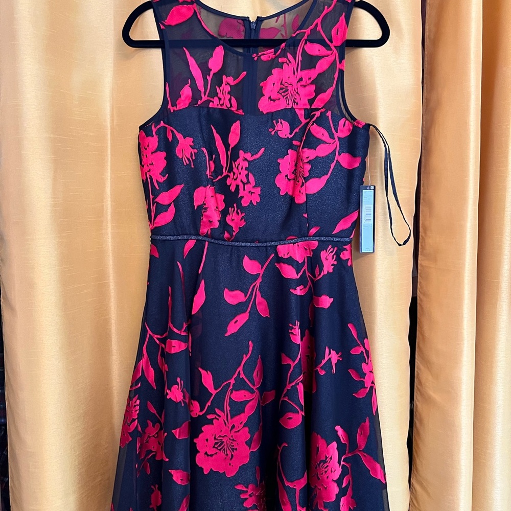 Tahari ASL Pink Fit and Flare Midi Dress for Cocktail